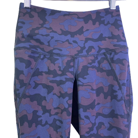 SPLITS59 2 Piece Set Blue & Purple Camo‎ Athletic Yoga Pants & Crop Top Set - Picture 6 of 16